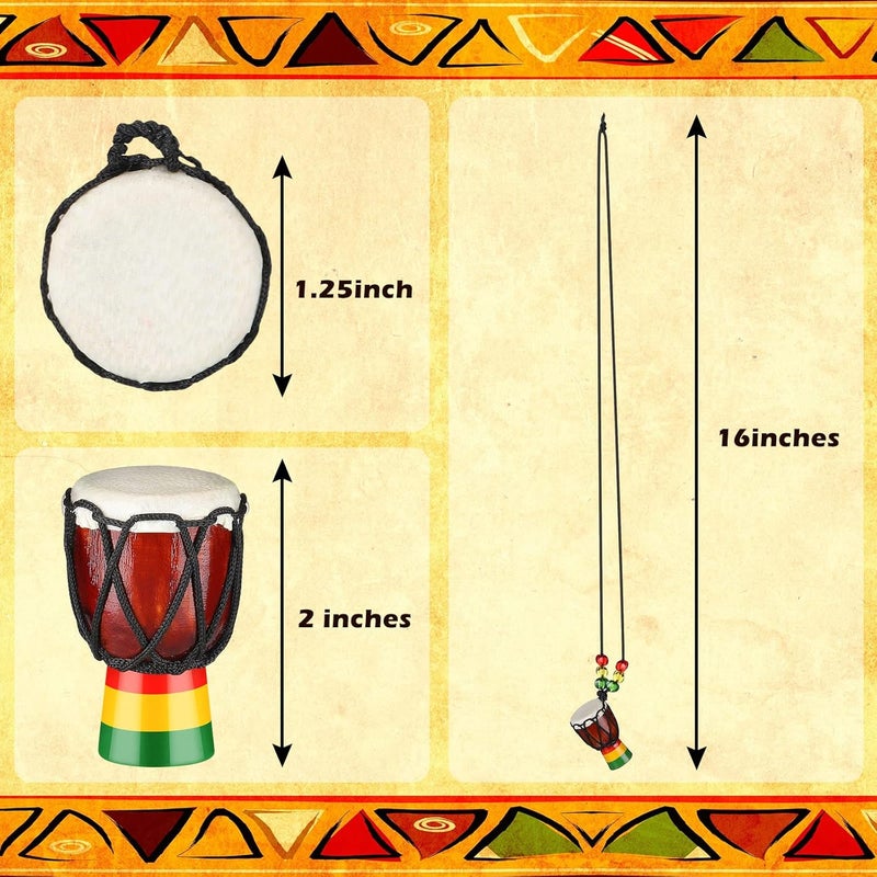 Sureio 5 Pcs Instrument Necklaces Djembe Drum Mini Pendant African Drum Wooden Classic Hand Congo Jewelry Necklace Percussion for Teens Men Women Charms, Party Supply Gift for music lover - Image 3